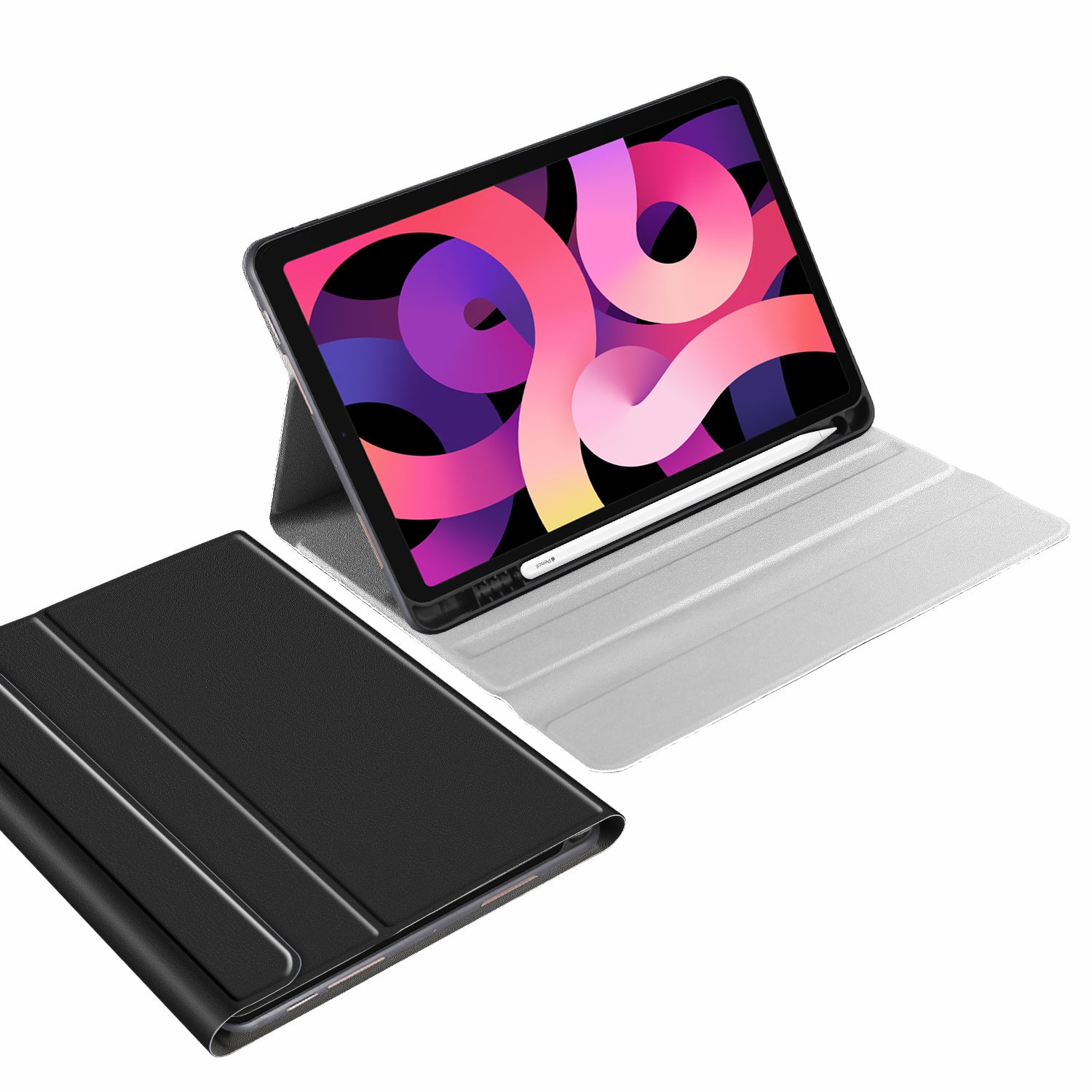 Tri-fold Stand for iPad Air (2020) Smart Leather Tablet Case with Pen Slot - Black Tri-fold Stand for iPad Air (2020) Smart Leather Tablet Case with Pen Slot - Black